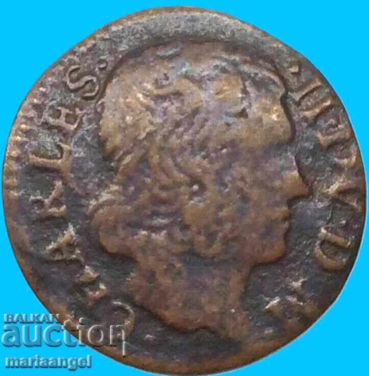Franța 1652 Denier Tournois Gaston de Orléans (1626-1652)