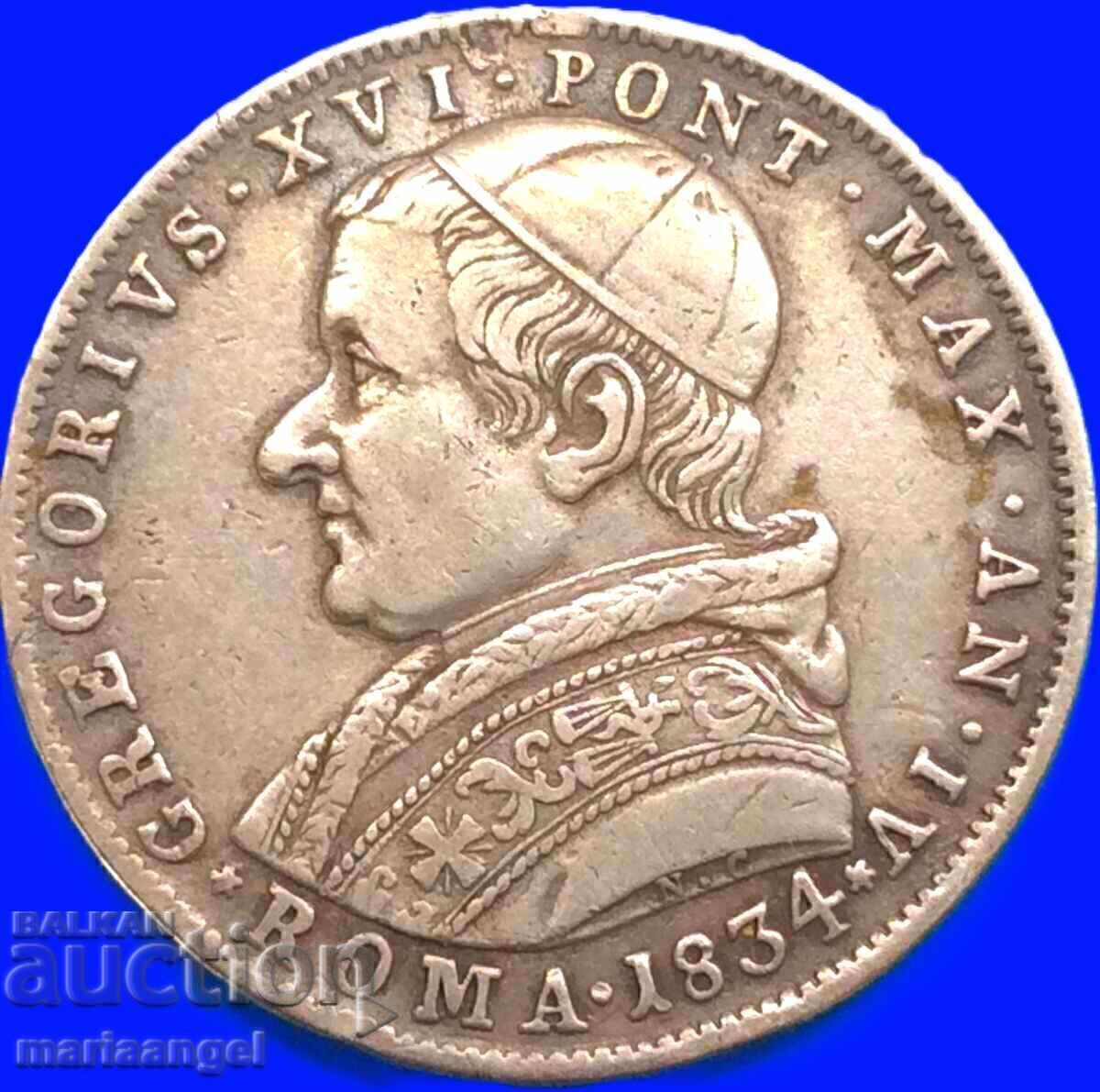 30 Baiochi 1834 Vatican Roma Grigore al XVI-lea (1831-1846) RAR - 7