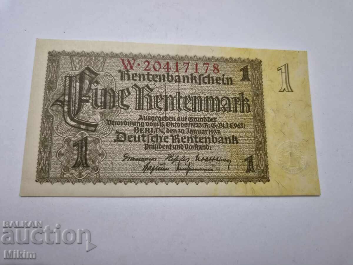 Банкнота 1 марка 1937г. Германия непрегъвана