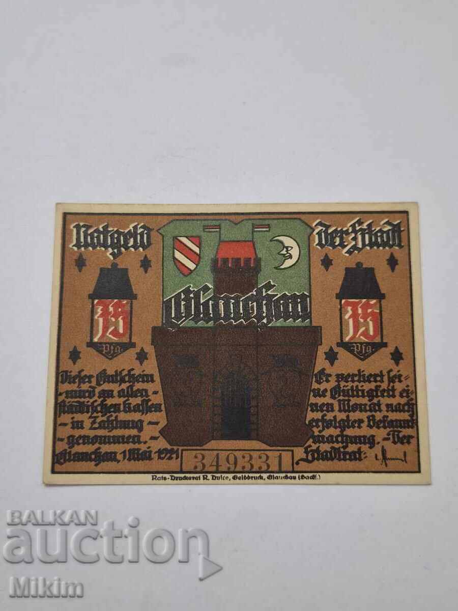 Банкнота 75 пфенинга 1921г. Германия2 непрегъвана