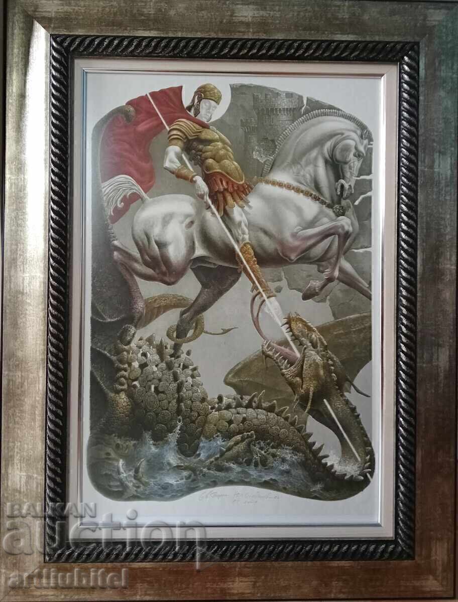 Julian Yordanov - tablou „Sfântul Gheorghe”, 82x62 cm.