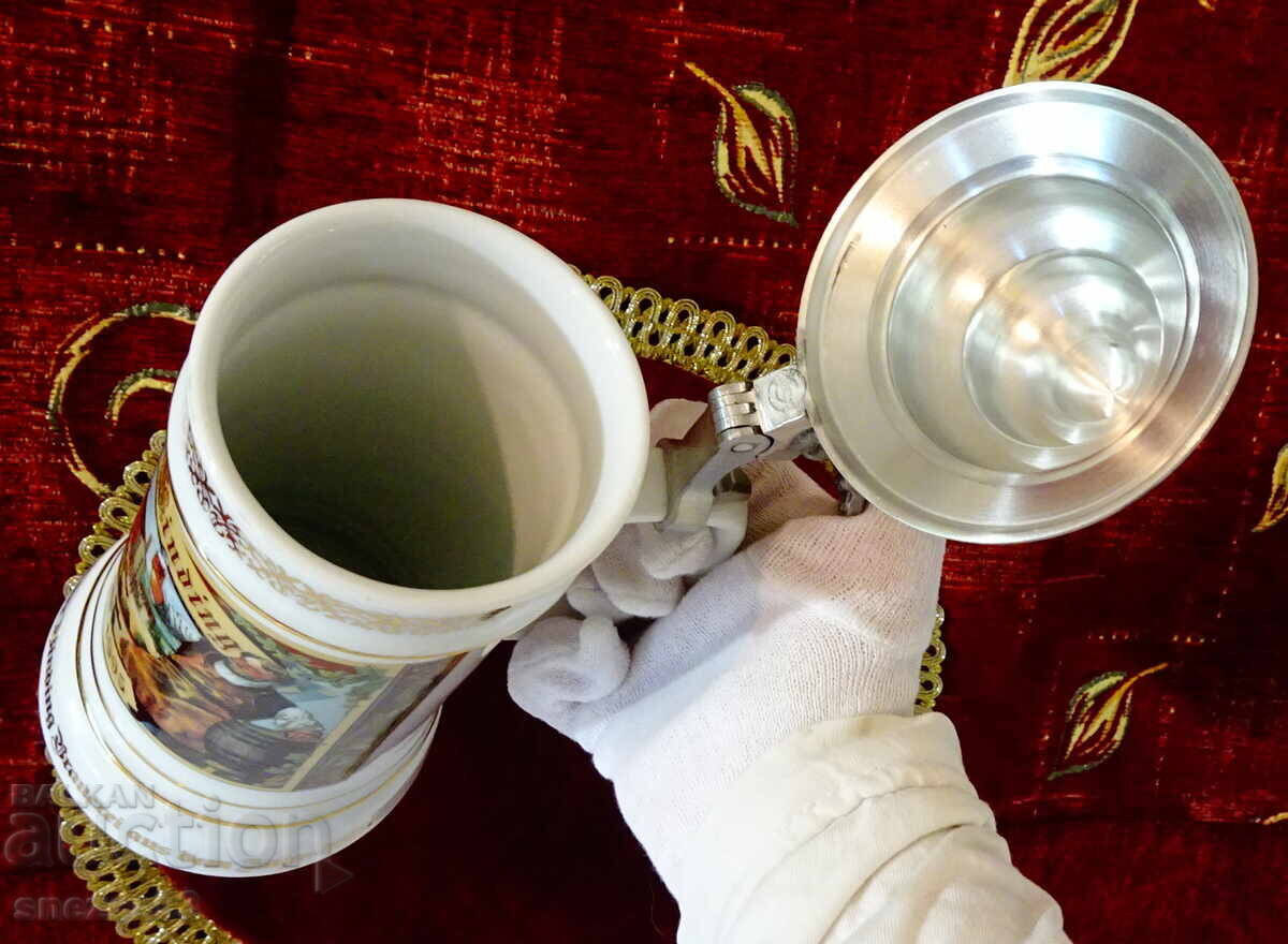 Porcelain beer mug with pewter lid, Binding brewery - 5