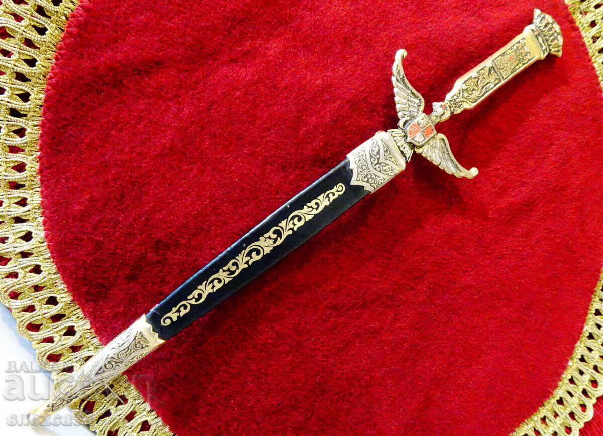 Dagger with sheath, Crown, Castle, Lion, Eagle, Shield, gold plating with price € 26.00 | 50.85 BGN