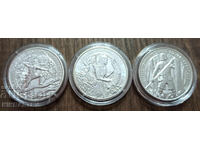 Monede: Robin Hood+Maid Marian+Little John-Marea Britanie-1oz argint