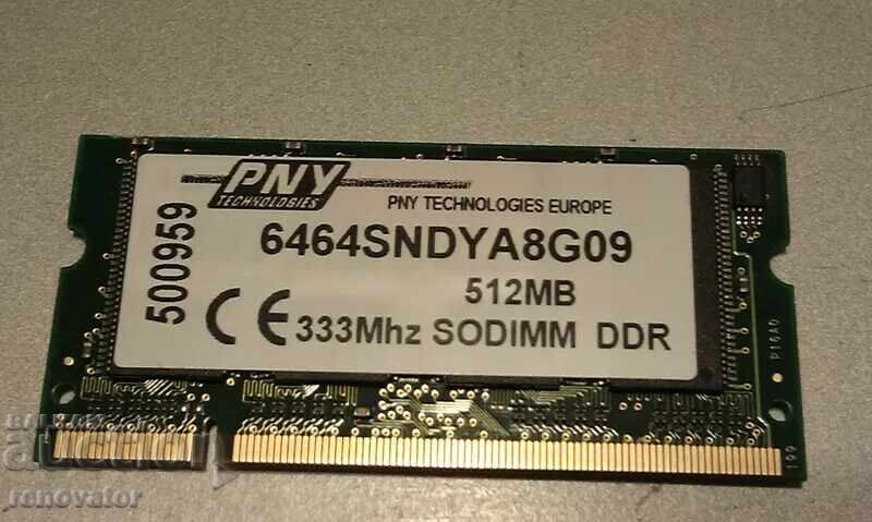 Μνήμη RAM 512 MB για laptop DDR-1