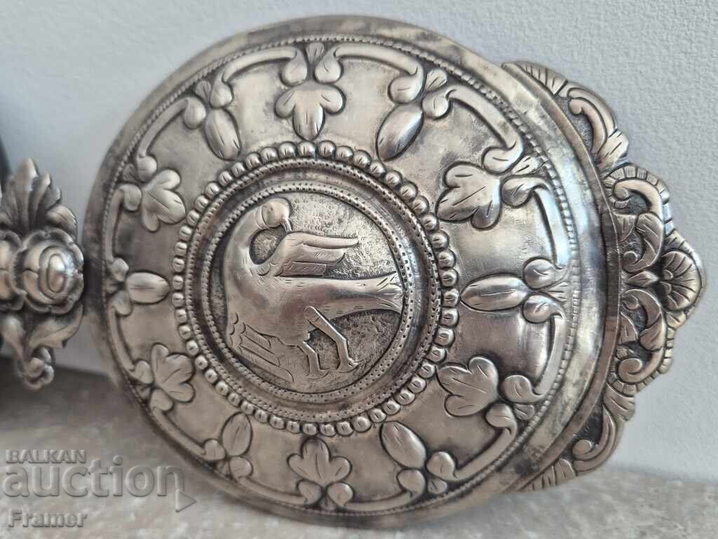 MARE pafta de argint din sec. al XIX-lea, stil Renașterea bulgară, Karlovo Sopot - 6