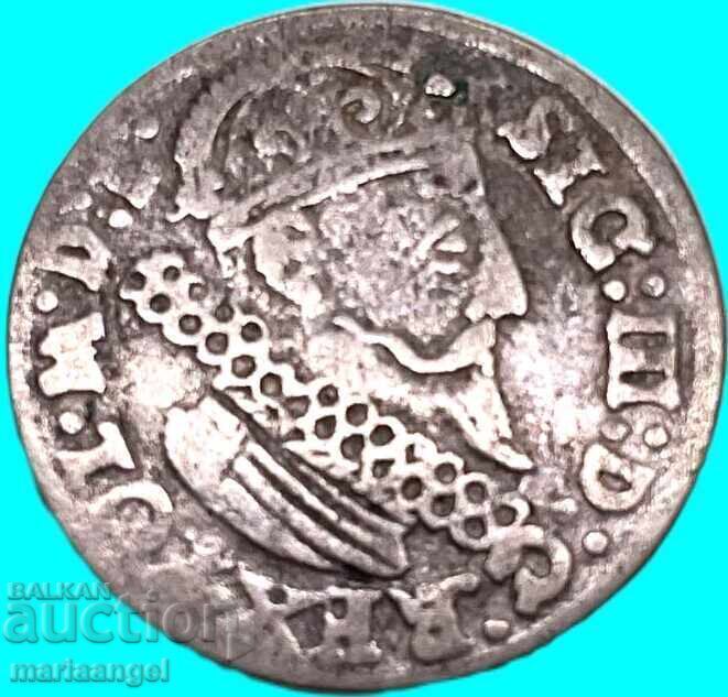 Polonia 3 groszy (troica) 1624 Sigismund al III-lea argint - rar - 6