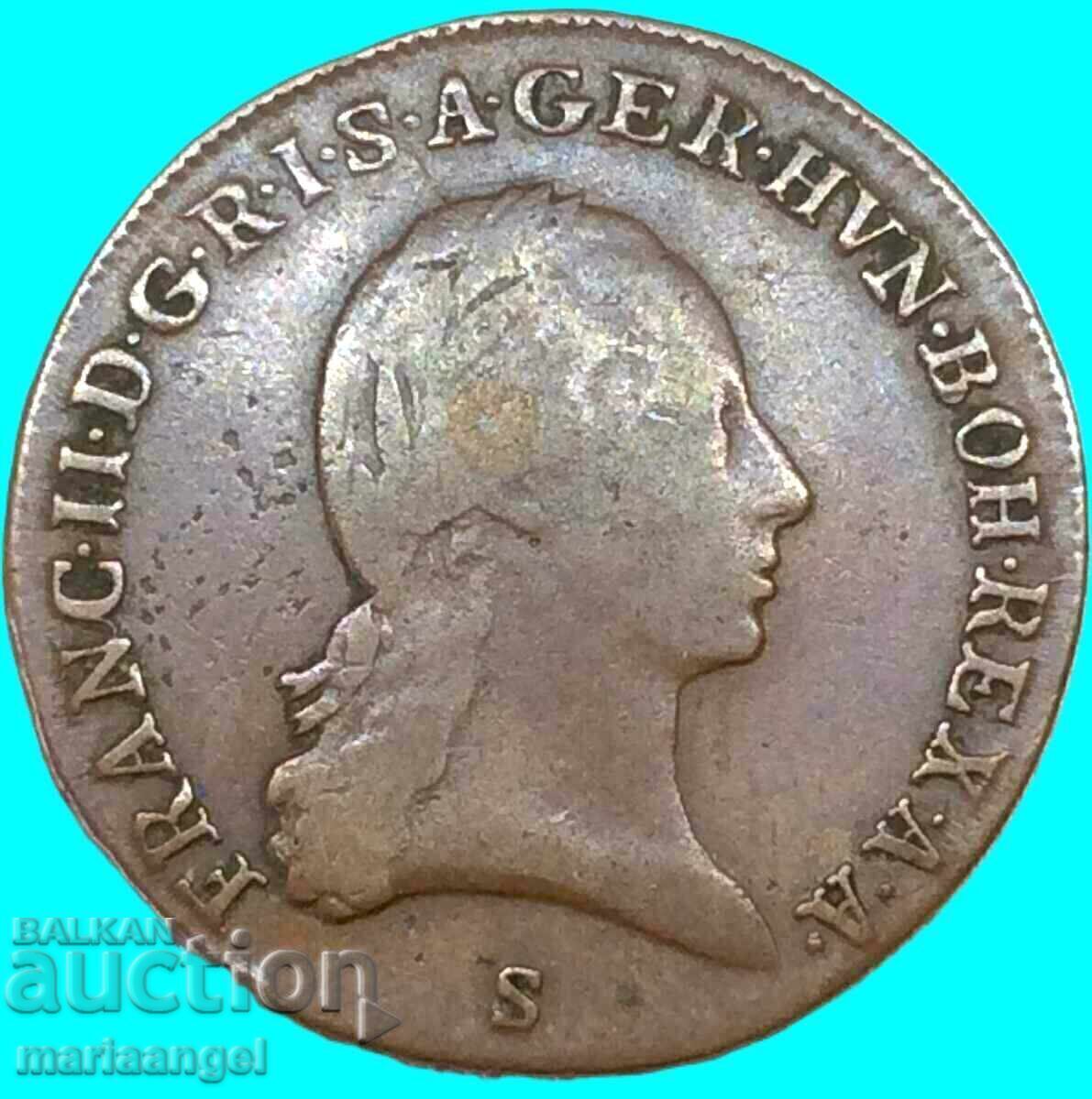 Австрия 3 кройцера 1800 S - Шмолнитц  30мм имп. Франциск мед