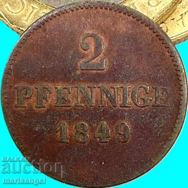 Delivery of 2 pfennig 1849 Bavaria Germany - rare