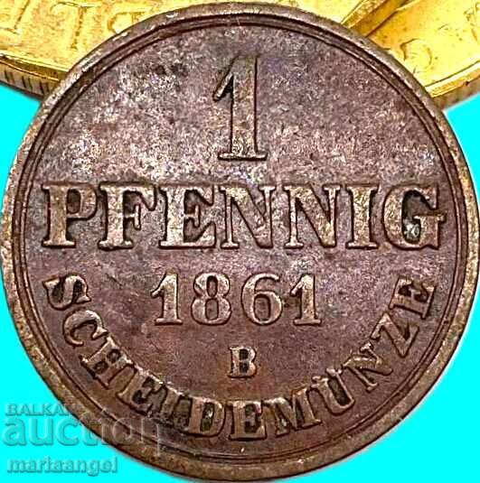 1 πφένιχ 1861 Ανόβερο Γερμανία με τιμή € 9.98 | 19.52 BGN