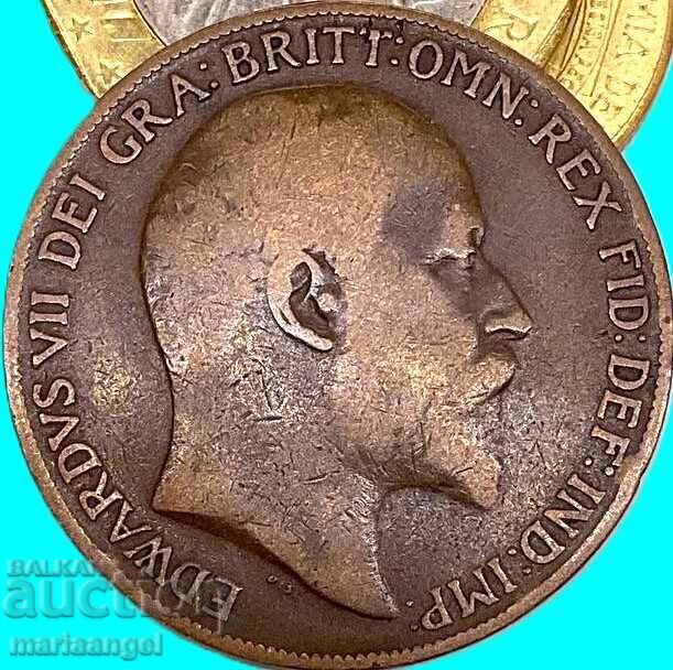 Marea Britanie 1 penny 1910 Edward VII - destul de rară - 6