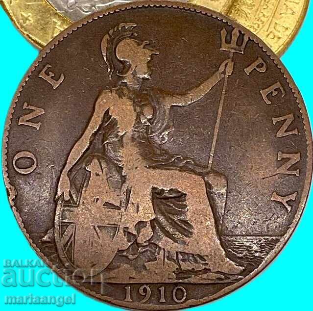 Marea Britanie 1 penny 1910 Edward VII - destul de rară - 7