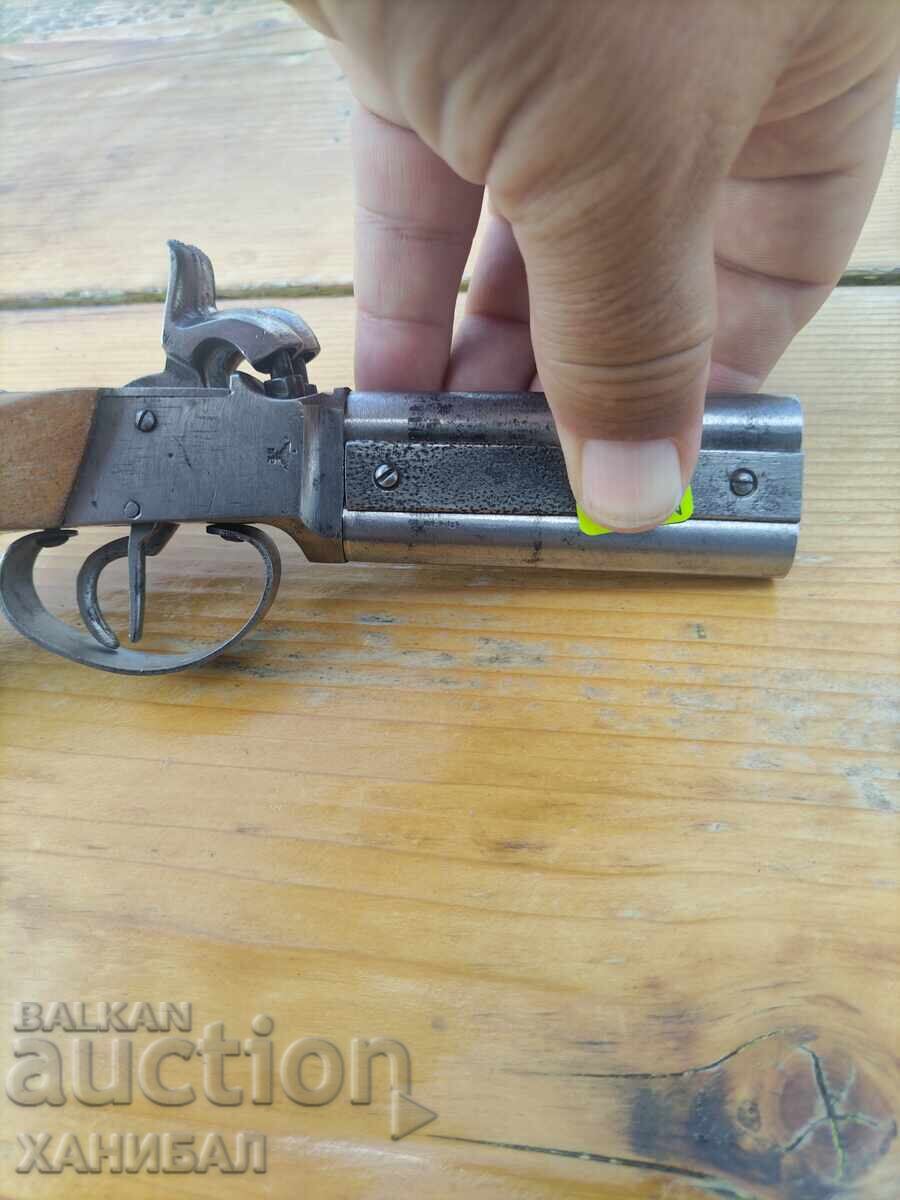 PISTOL VECHI CU DOUĂ ȚEVI, CU CAPSĂ, FUNCȚIONAL - 6