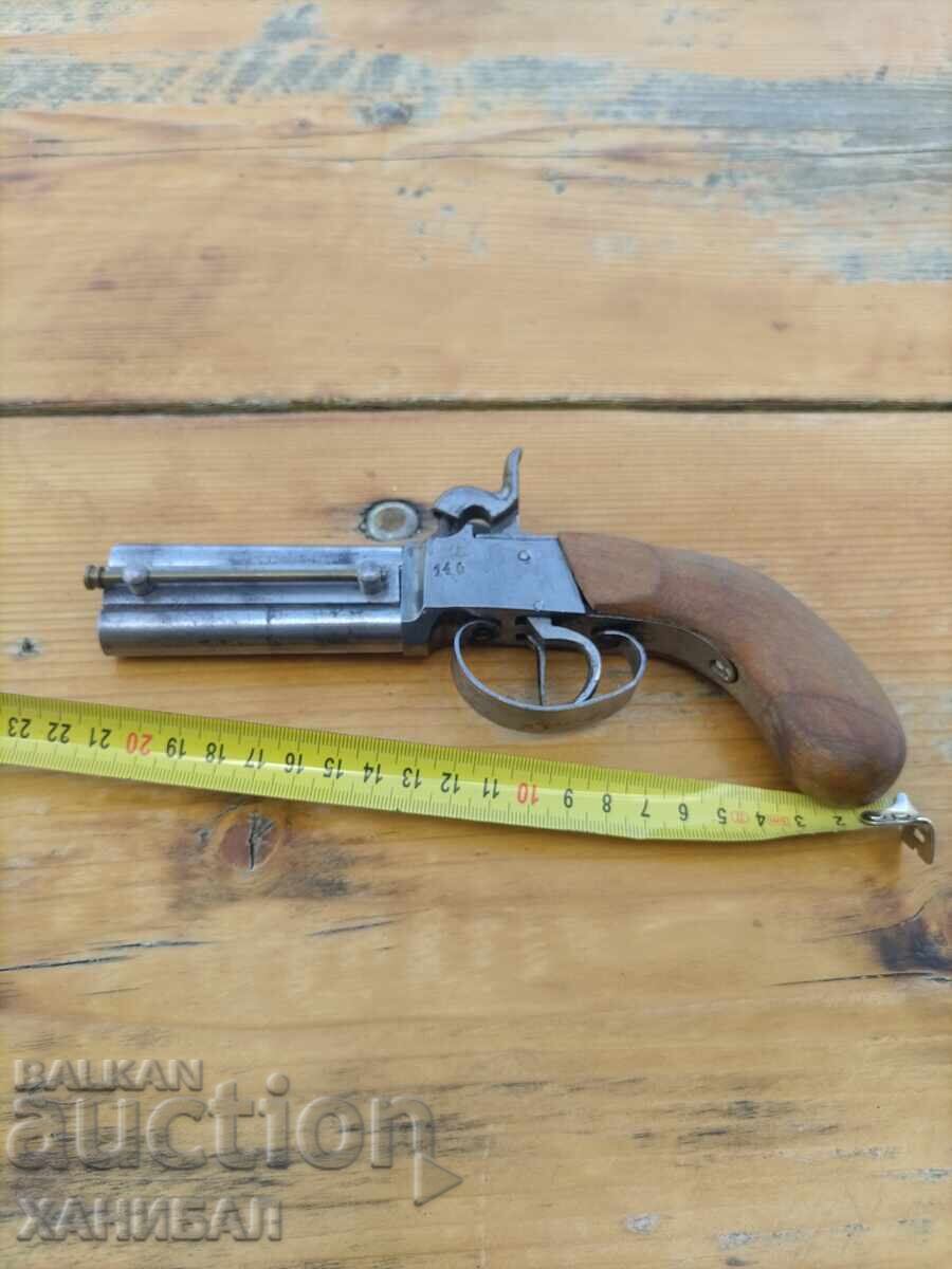PISTOL VECHI CU DOUĂ ȚEVI, CU CAPSĂ, FUNCȚIONAL
