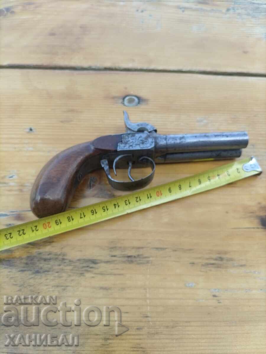 OLD PERCUSSION DOUBLE-BARREL PISTOL