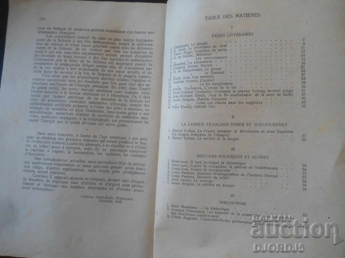Livrarea A TRAVERS LA PENSEE FRANCAISE, 1949 g