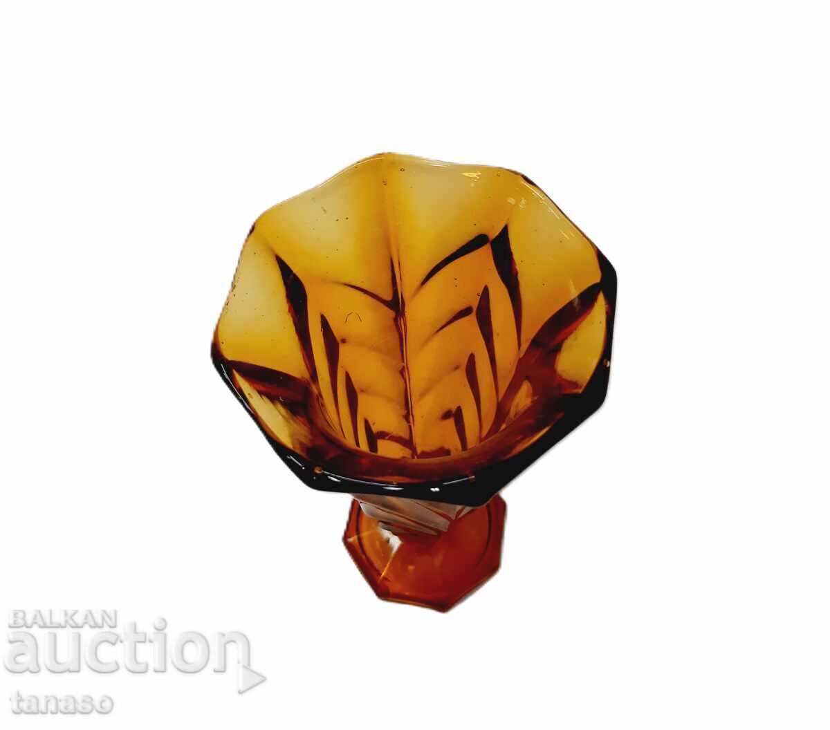 Livrarea Vază vintage din sticlă portocalie cu design geometric 16,5 cm
