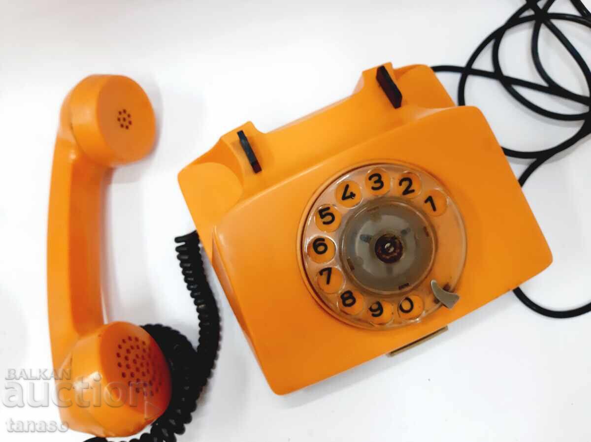 Telefon retro portocaliu cu disc „Resprom” 4100 – 1980 - 5