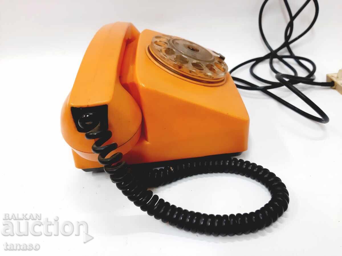 Telefon retro portocaliu cu disc „Resprom” 4100 – 1980 - 6