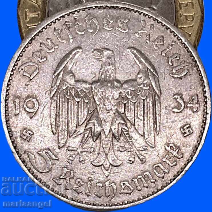 Licitație 5 mărci 1934 Germania Potsdam argint