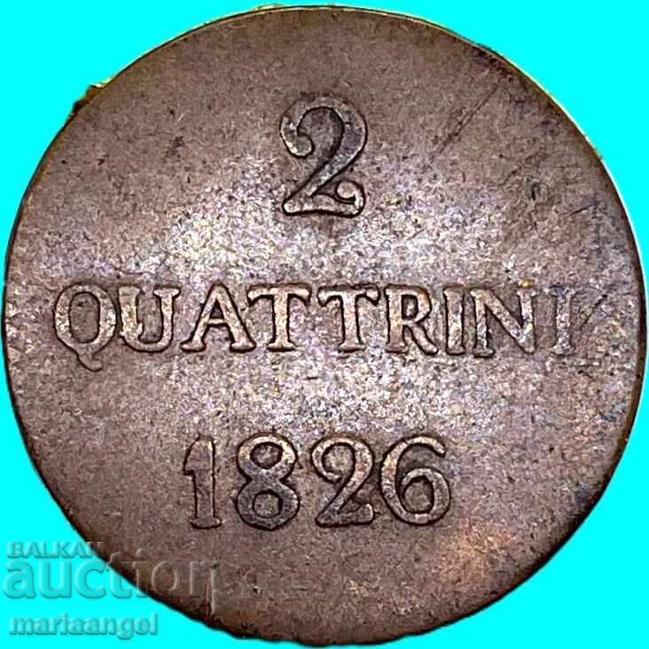 Livrarea 2 Quattrini 1826 Italia Ducatul Lucca