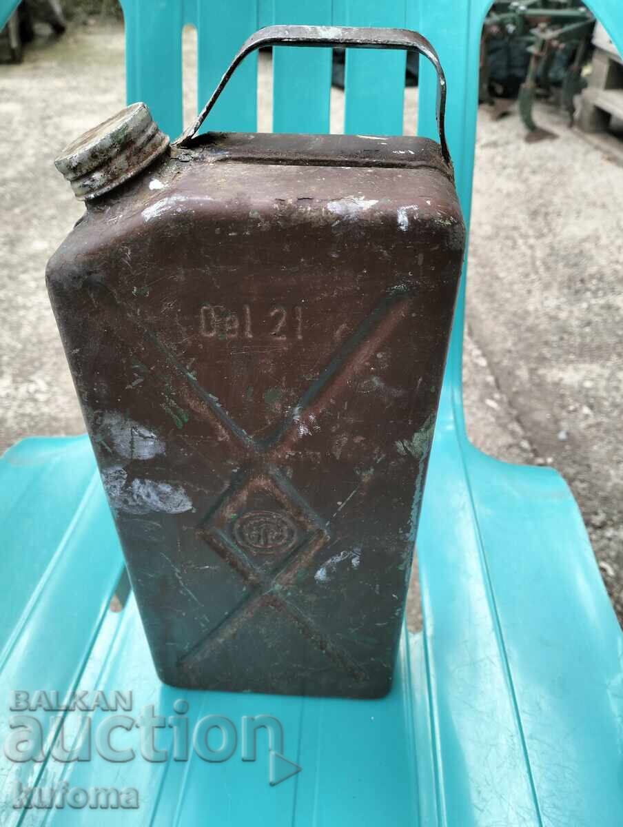Canistră metalică retro germană pentru ulei - Inscripție Oel 2 l