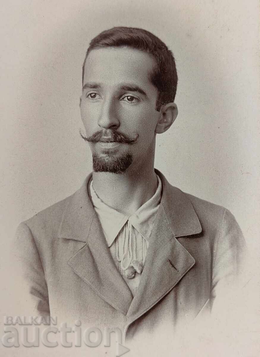 PLEVEN BĂRBAT PORTRET MASCULIN POZĂ VECHE FOTOGRAFIE CARTON