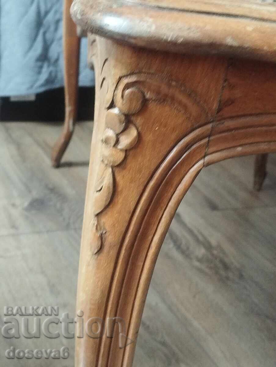 Livrarea Măsuță de cafea retro din lemn masiv cu blat din ratan împletit