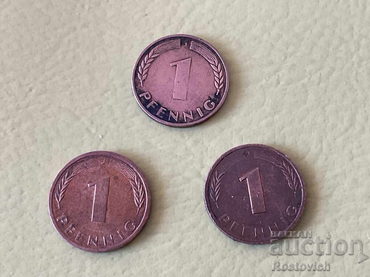 Germany 1 pfennig 1950, 1982, 1990 with price € 1.00 | 1.96 BGN