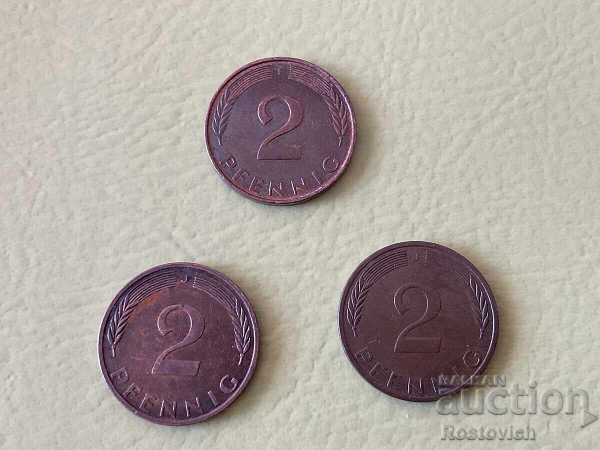 Germania 2 pfennig 1973, 1974, 1989 cu preț € 1.00 | 1.96 BGN