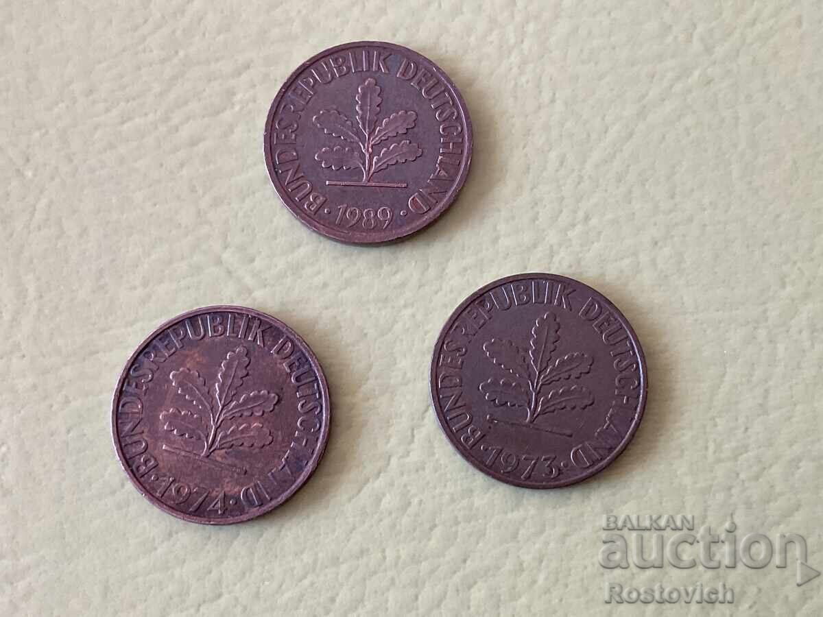 Germania 2 pfennig 1973, 1974, 1989