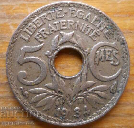 5 centimes 1934 - Franta