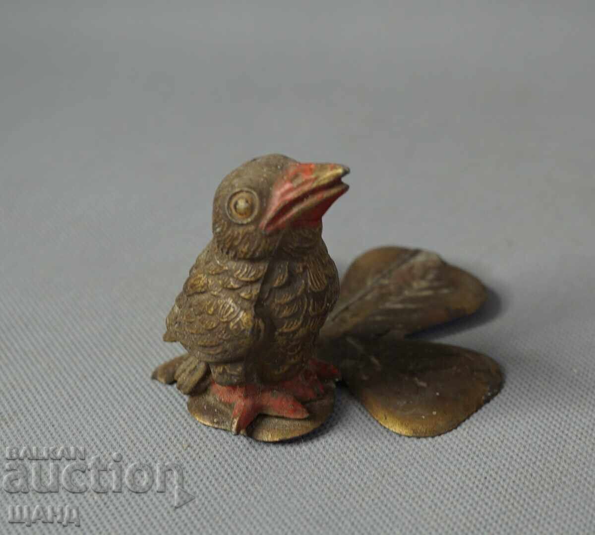 Vintage metal bird figurine on a leaf with price € 3.45 | 6.75 BGN