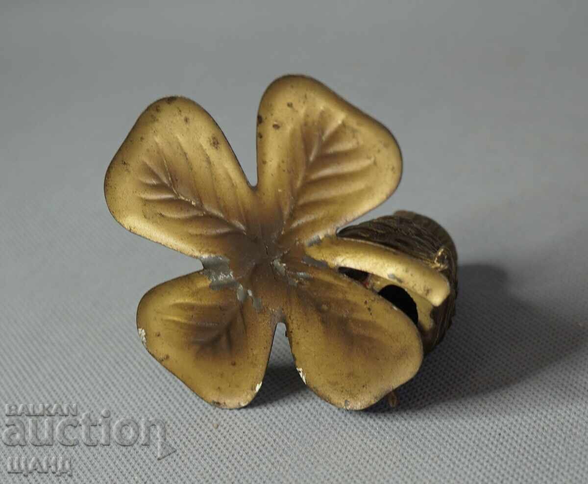 Vintage metal bird figurine on a leaf - 5