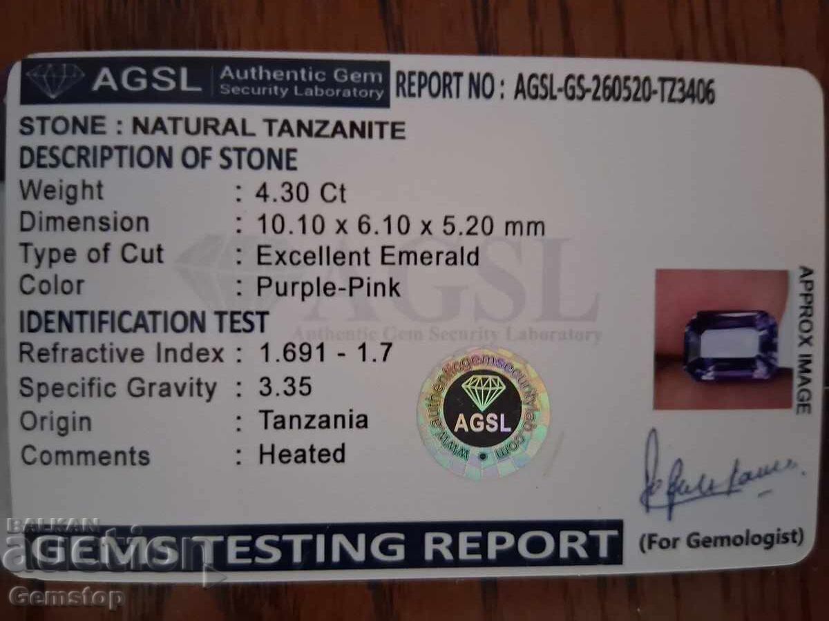 FĂRĂ PREȚ DE REZERVĂ! 4,30 ct. tanzanit natural, certificat AGSL, de la 1 RON! - 6 FĂRĂ PREȚ DE REZERVĂ! 4,30 ct. tanzanit natural, certificat AGSL, de la 1 RON! - 6