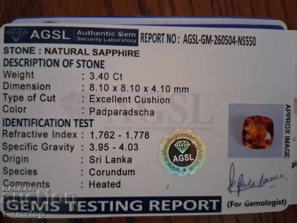 Licitatie! 3.40 ct. safir natural padparadscha cert. AGSL de la 1 leu! - 6 Licitatie! 3.40 ct. safir natural padparadscha cert. AGSL de la 1 leu! - 6