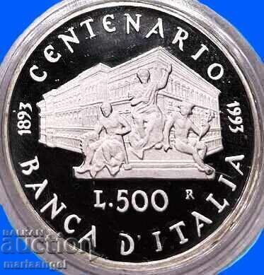 500 lire 1993 Italia Banca Centrală Jubileu 100 de ani PROOF - 5