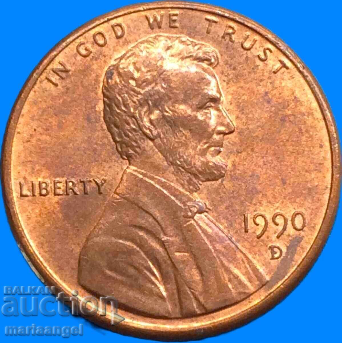 Licitație 1 cent 1990 SUA președinte Lincoln