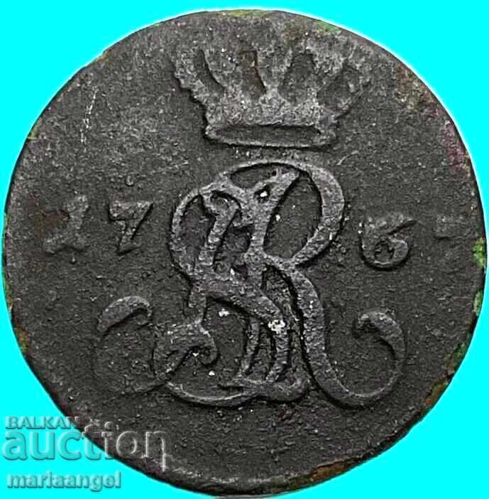 1/2 грош 1767 Полша Краков  Станислав II медна доста рядка - 6