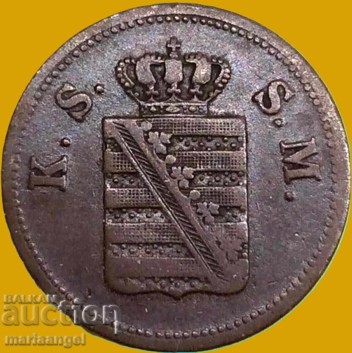 Licitație 2 Pfennig 1859 Saxonia Germania Dresda Johann