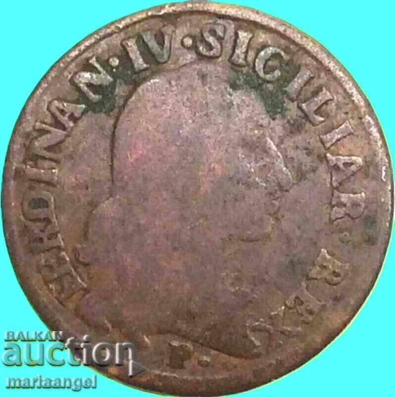 Livrarea 1 grano 12 cavalli (cani) 1792 Italia Napoli cupru mare