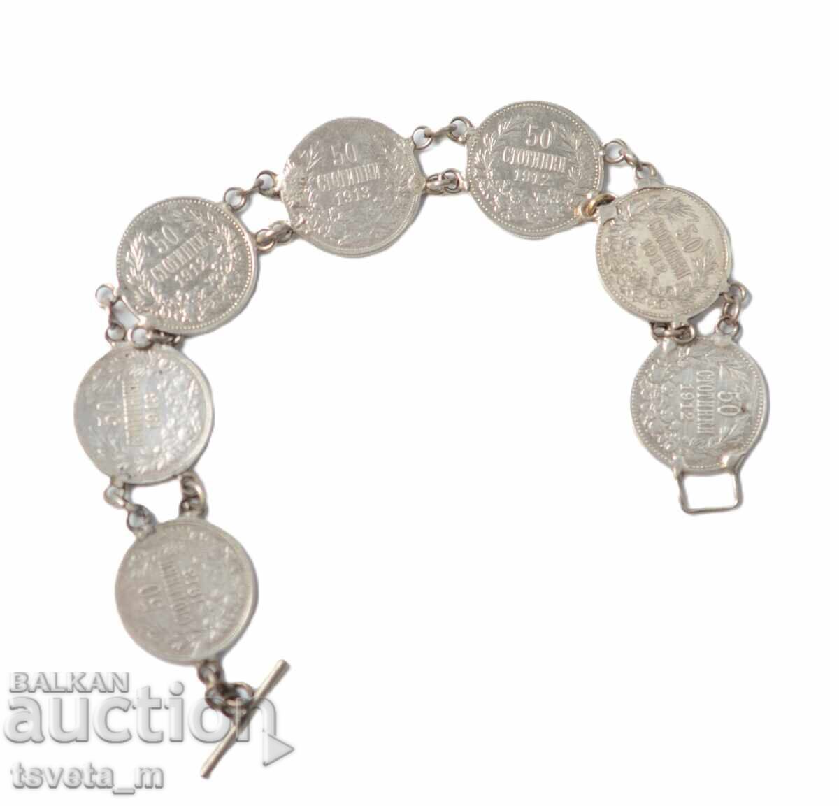 Brățară veche din monede de argint 19,6 g cu preț € 60.00 | 117.35 BGN