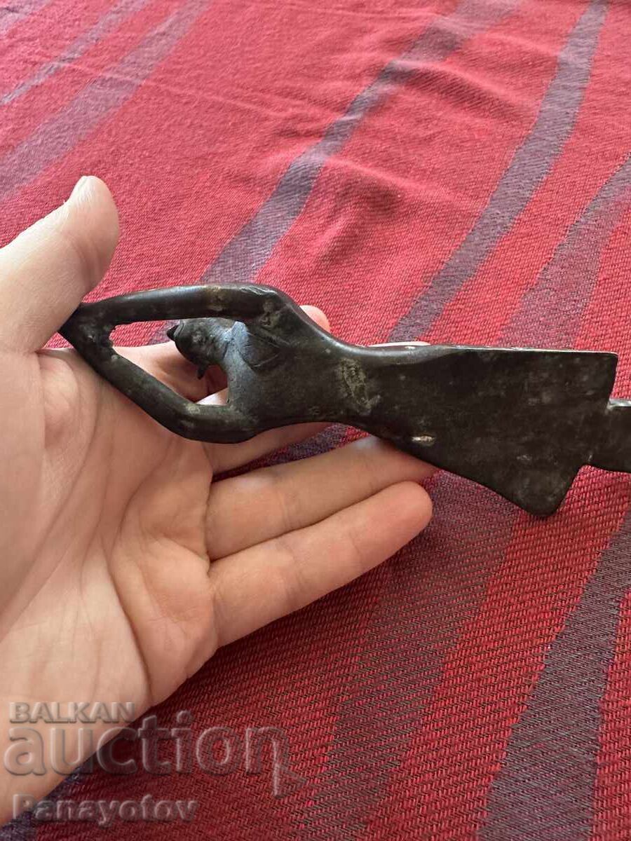 СТАРА ФИГУРКА СКУЛПТУРА БРОНЗ ОРИГИНАЛ 19 ВЕК БУДИЗЪМ - 5
