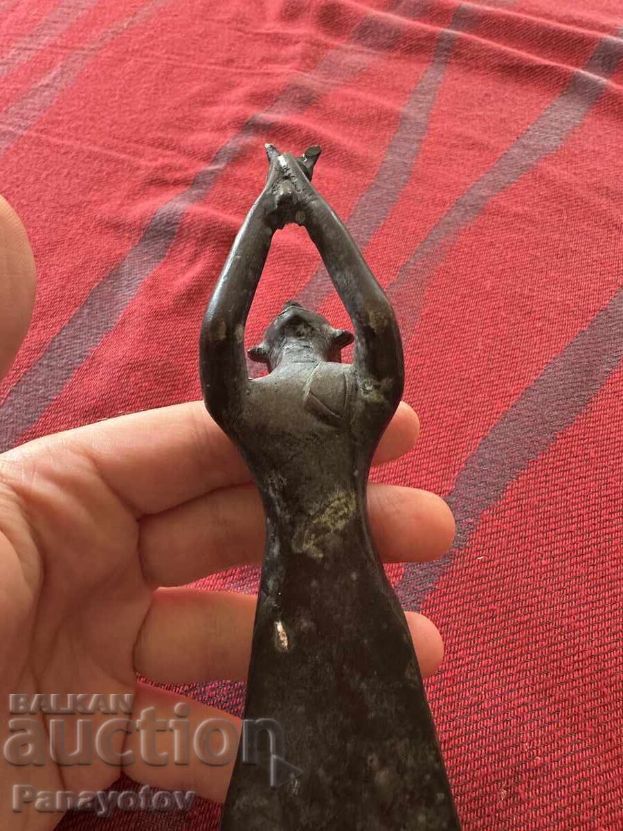 СТАРА ФИГУРКА СКУЛПТУРА БРОНЗ ОРИГИНАЛ 19 ВЕК БУДИЗЪМ - 7