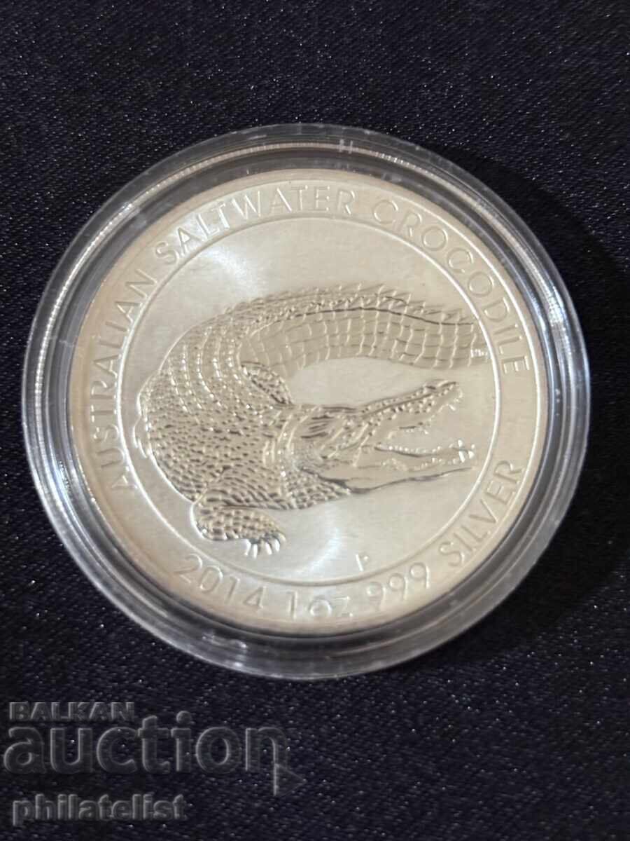 Australia 2014 – 1 dolar – Crocodil de apă sărată australian cu preț € 109.00 | 213.19 BGN