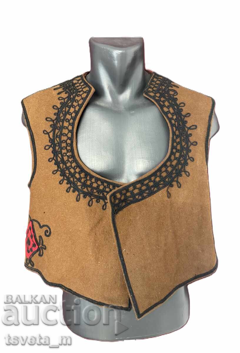 Vestă bărbătească din lână cu găitane, costum popular