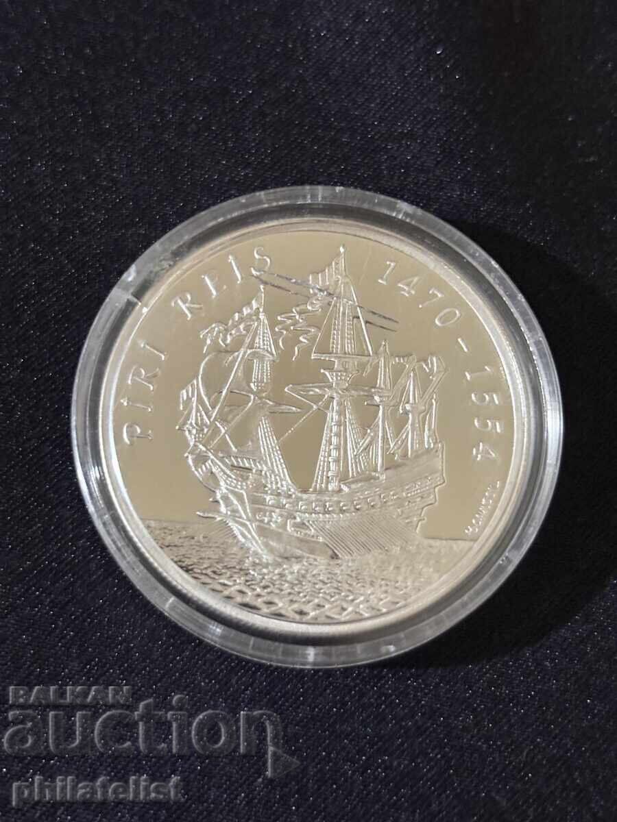 Licitație Turcia 1995 – 50 000 lire – Piri Reis – Monedă de argint Licitație Turcia 1995 – 50 000 lire – Piri Reis – Monedă de argint
