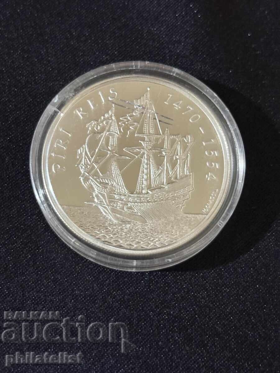 Turcia 1995 – 50 000 lire – Piri Reis – Monedă de argint Turcia 1995 – 50 000 lire – Piri Reis – Monedă de argint