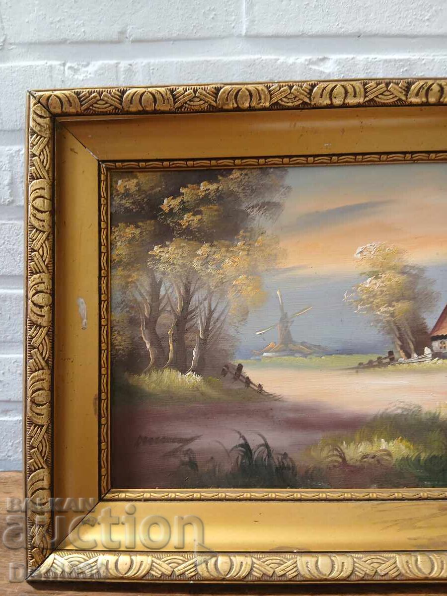 Frumos pictură originală în ulei pe pânză într-un cadru frumos cu preț € 0.01 | 0.02 BGN