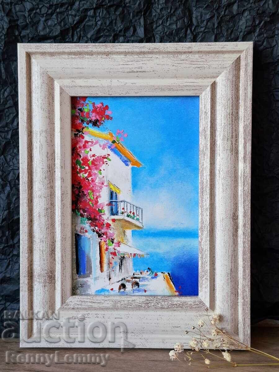 Somewhere in the South, pastel painting, original miniature